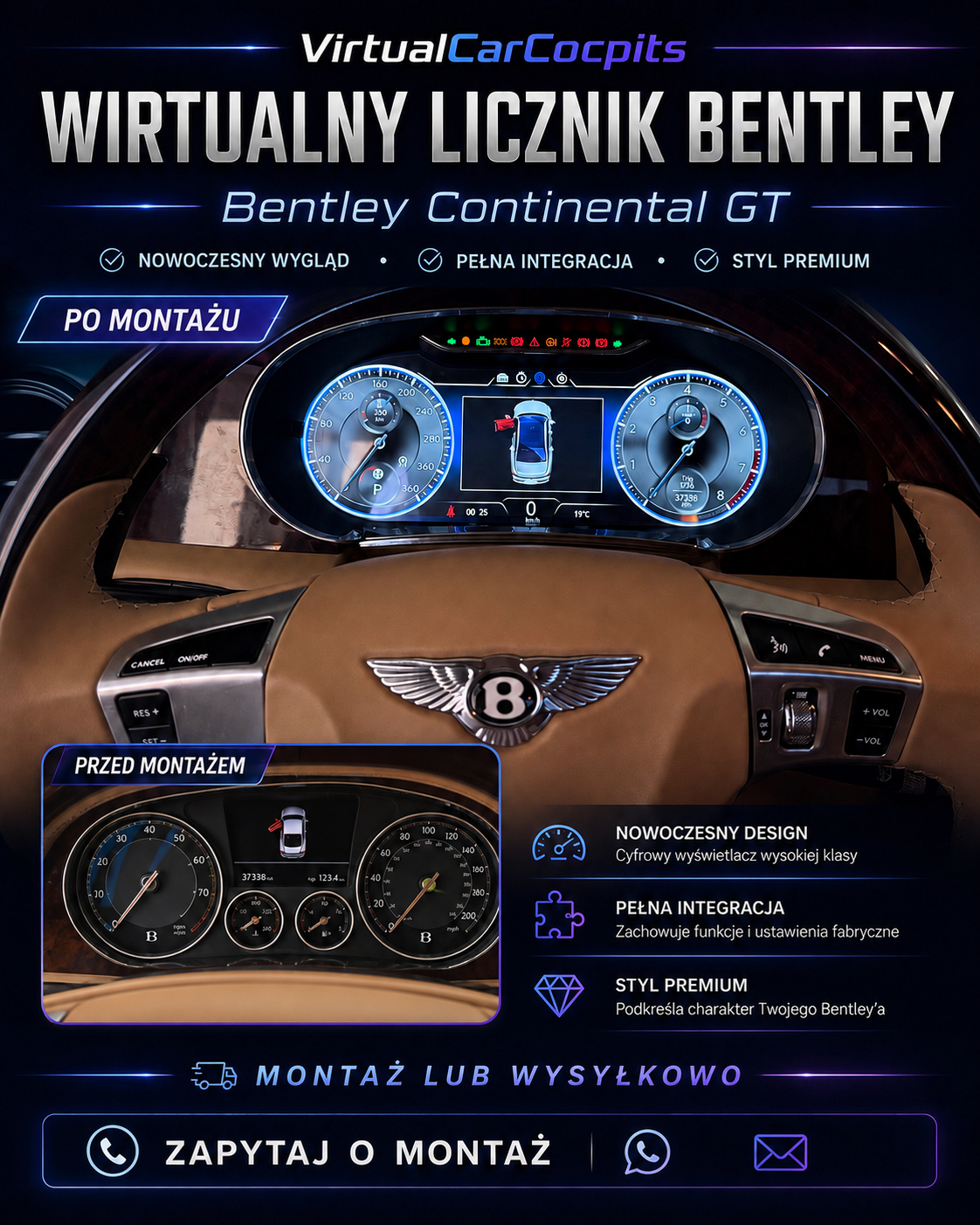 Wirtualny Kokpit Bentley Continental GT – Cyfrowe Zegary Premium