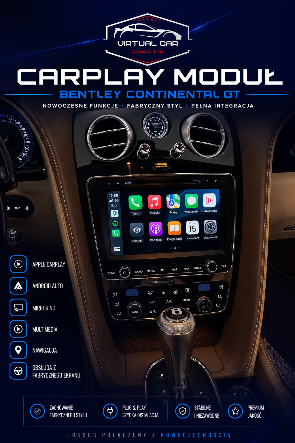 CarPlay / Android Auto do Bentley Continental GT